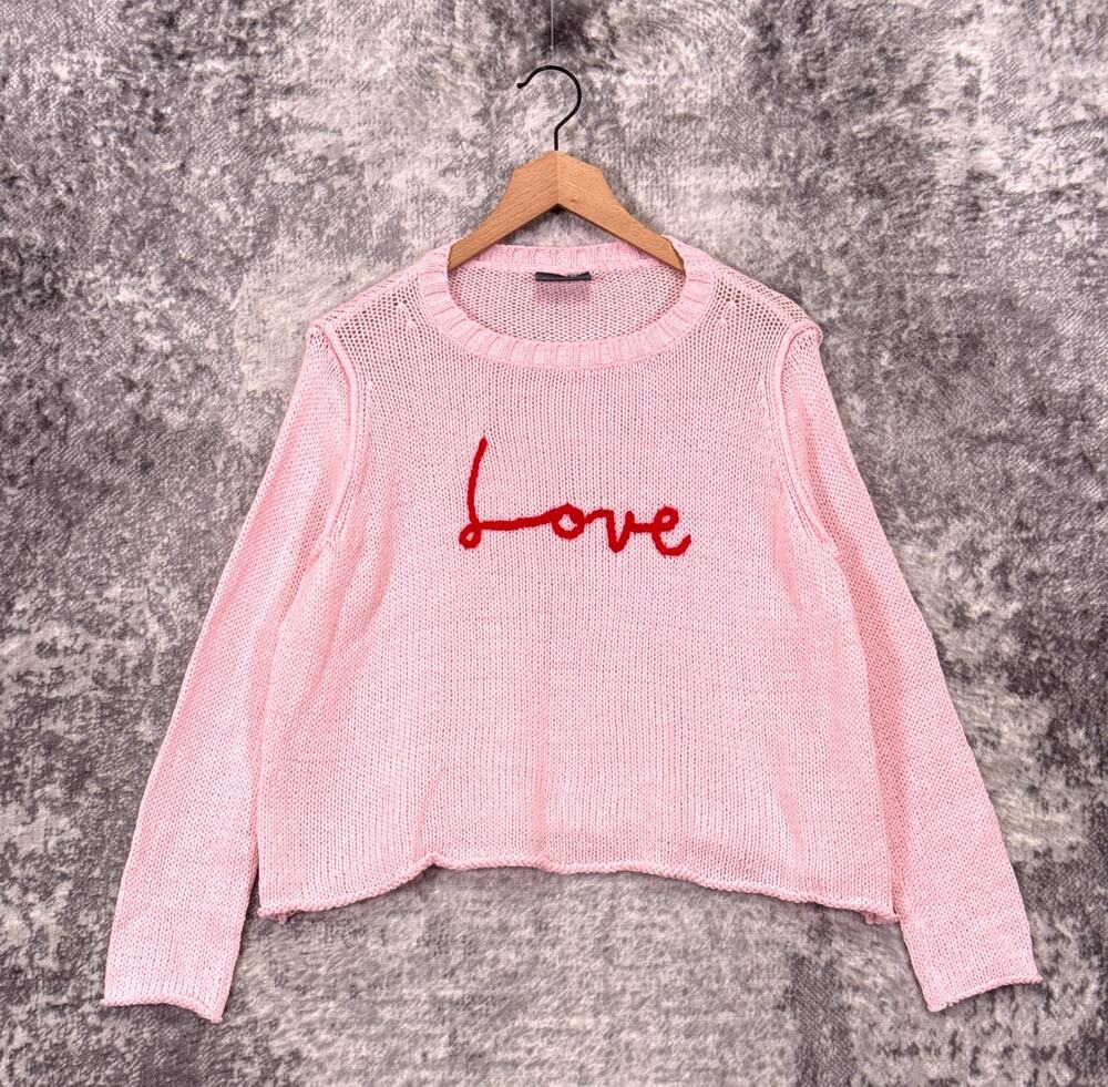 Wooden Ships Sweater XS Womens Pink Love Knit